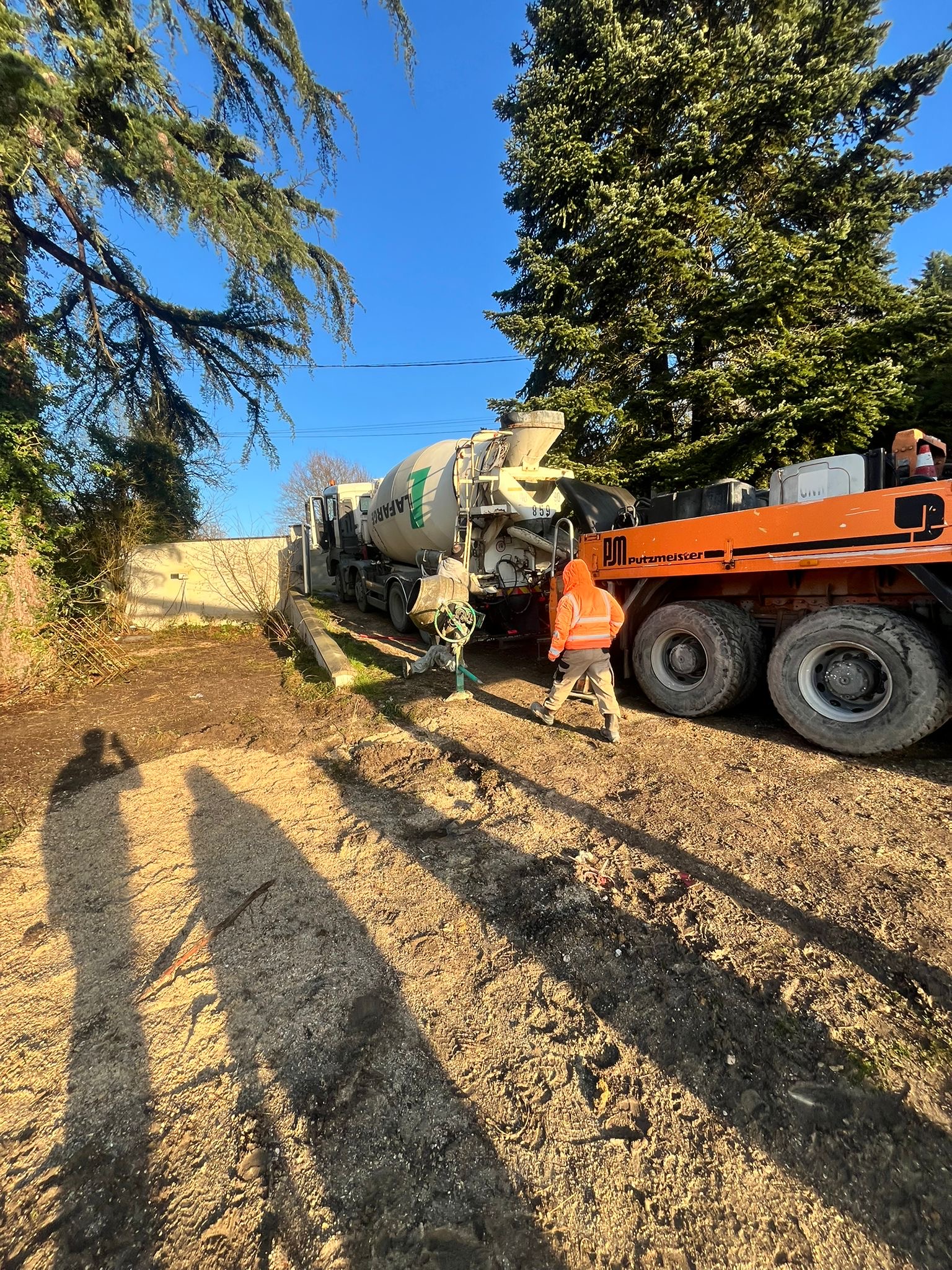 Coulage béton sur chantier